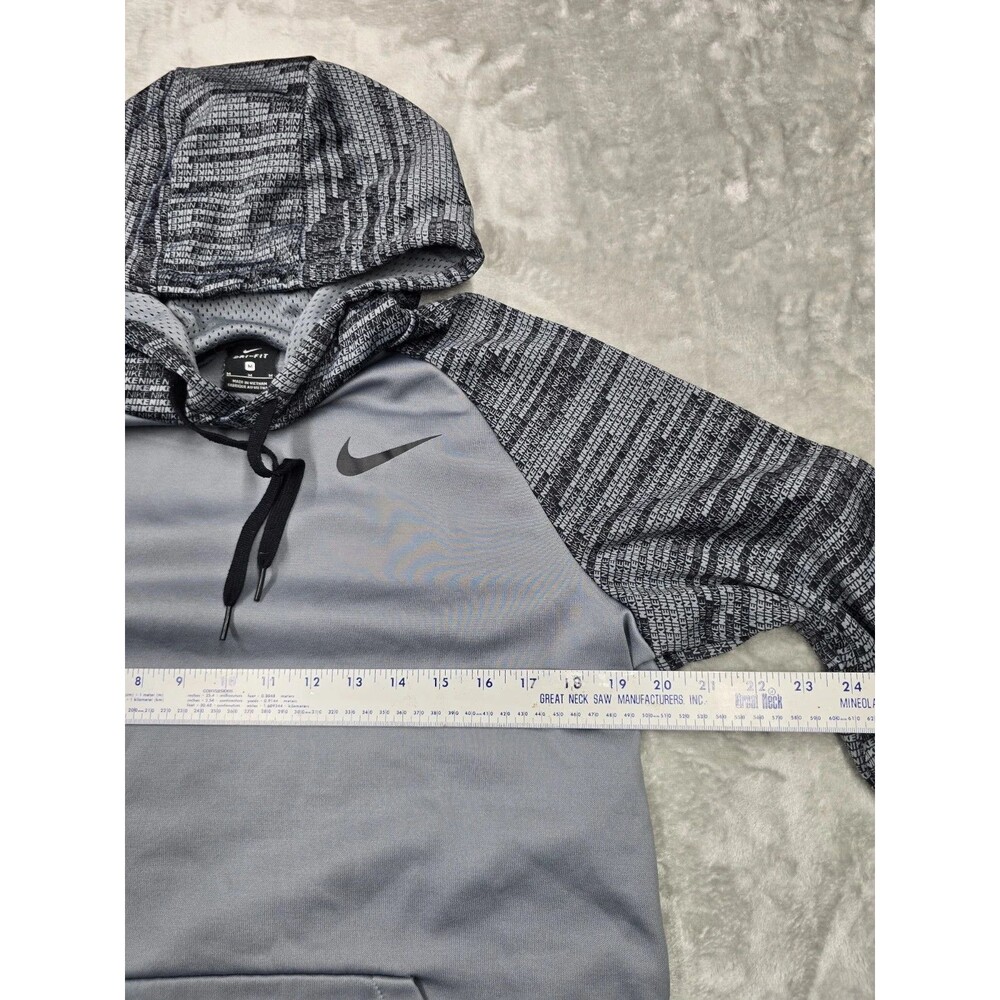 Nike Thermal Dri-Fit Hoodie Sweatshirt Gray Mens M Spell Out on Sleeves - Picture 3 of 5